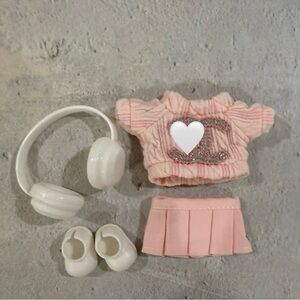 Labubu Clothes - 4 piece set rhinestone pink set outfit.